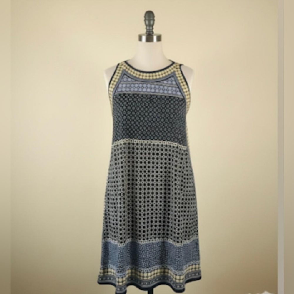 Max Studio Blue,  Black And Beige, M, Sleeveless Midi Dress.